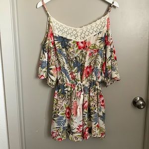 Ark & Co tropical print romper, size S.